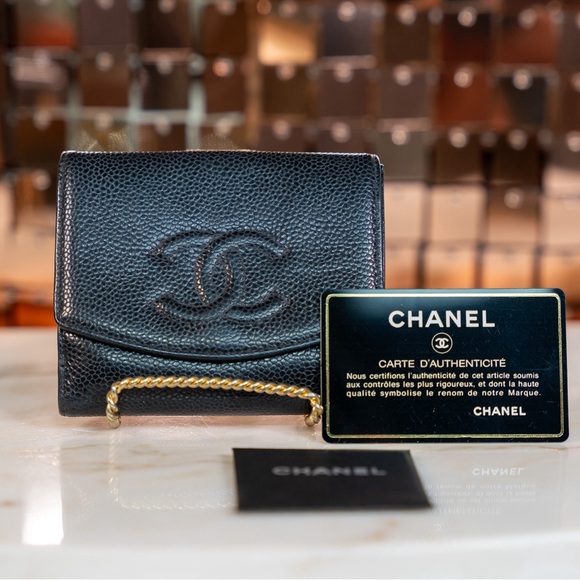 CHANEL Handbags - CHANEL Wallet Bi fold wallet Black
Leather Caviar skin 8377258